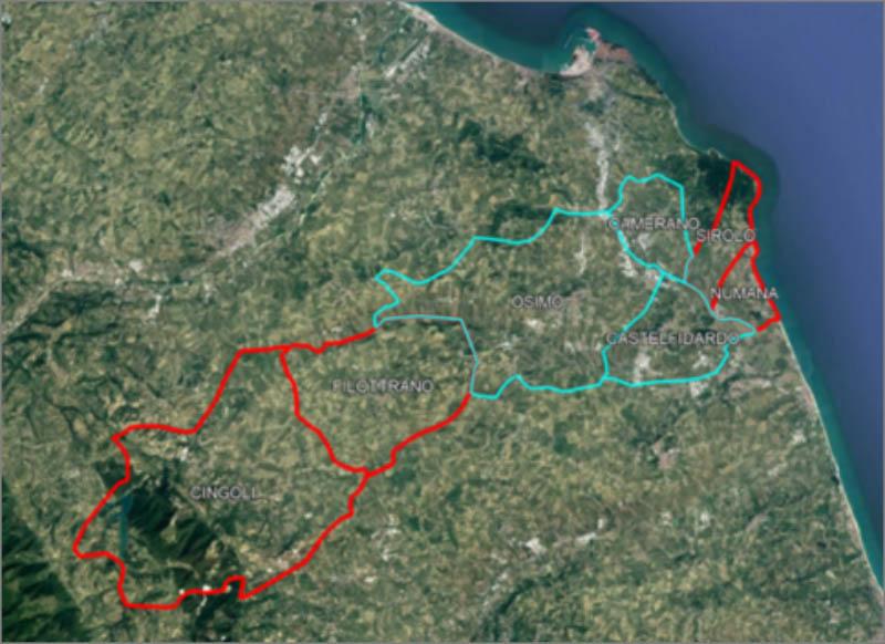 Fig. 2 - Basin of the municipalities through the Castreccioni pipeline.