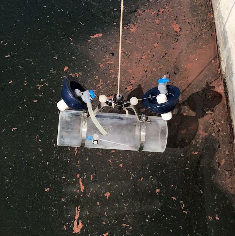 Water sampling in lake Albano